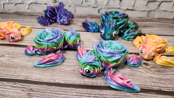 Articulated Rose Turtle - 3D Printed Fidget