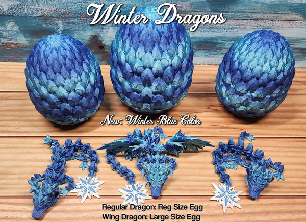 Winter Special Dragon Egg and Articulated Dragon - 3D Printed Fidget