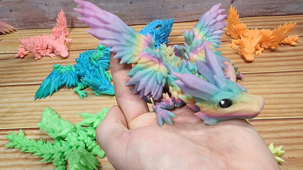 GlowMagic Crystal Wing Baby Dragon - 3D Printed Fidget