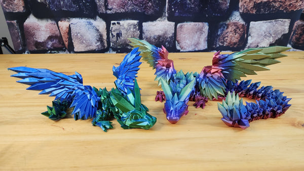 Articulated Crystal Wing Dragon - 3D Printed Fidget
