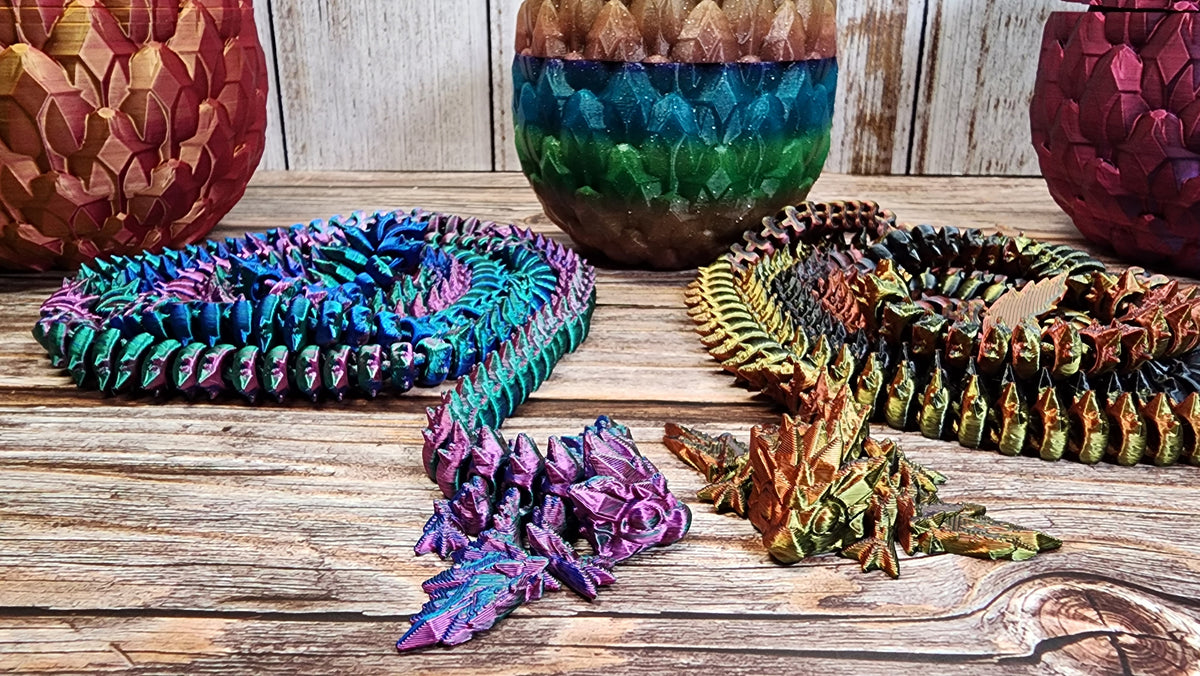 5'3" Tiny Dragon Fidget (Optional Egg) - 3D Printed Fidget