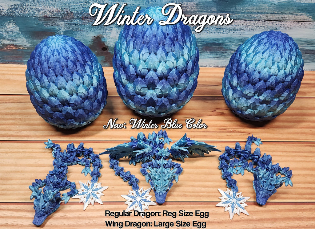 Baby Winter Dragon - Optional Egg - 3D Printed Fidget