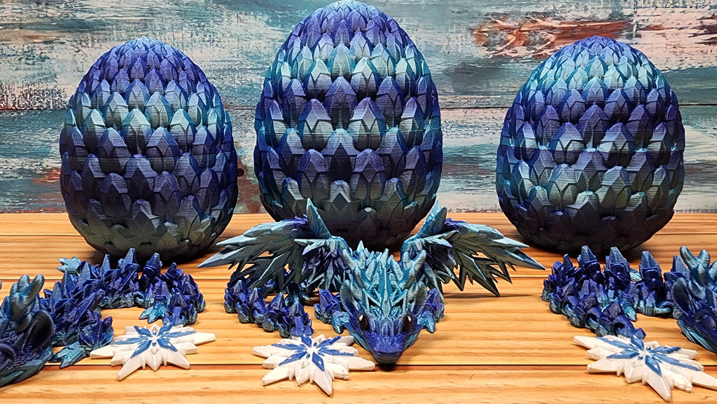 Winter Special Dragon Egg and Articulated Dragon - 3D Printed Fidget