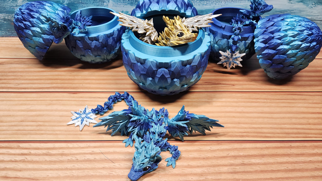 Winter Special Dragon Egg and Articulated Dragon - 3D Printed Fidget