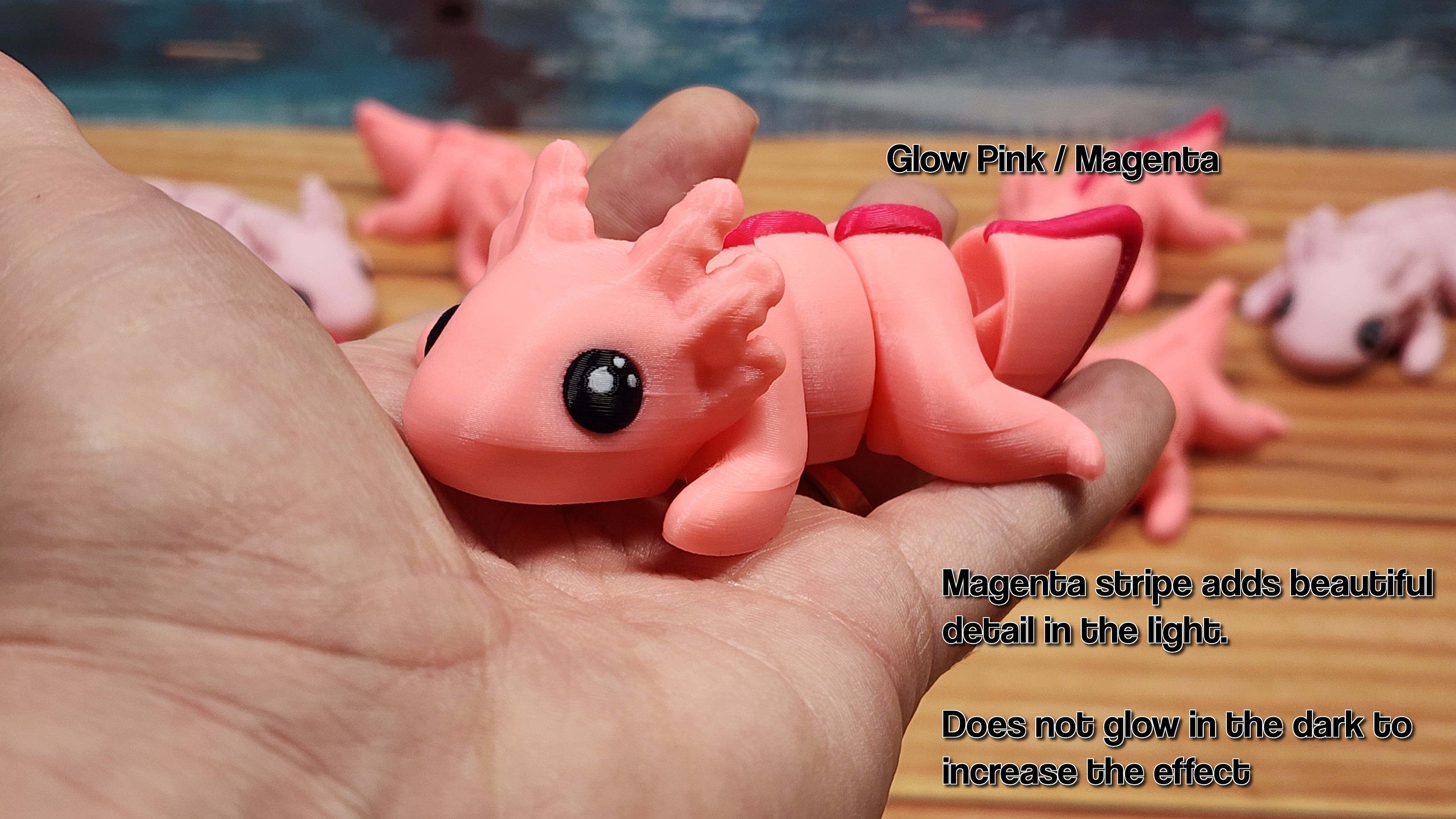 GlowMagic Baby Axolotl - Premium Cute Articulated Axolotl -  3D Printed Fidget