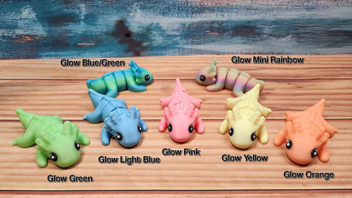 GlowMagic Baby Axolotl - Premium Cute Articulated Axolotl -  3D Printed Fidget