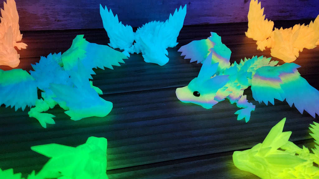 GlowMagic Crystal Wing Baby Dragon - 3D Printed Fidget