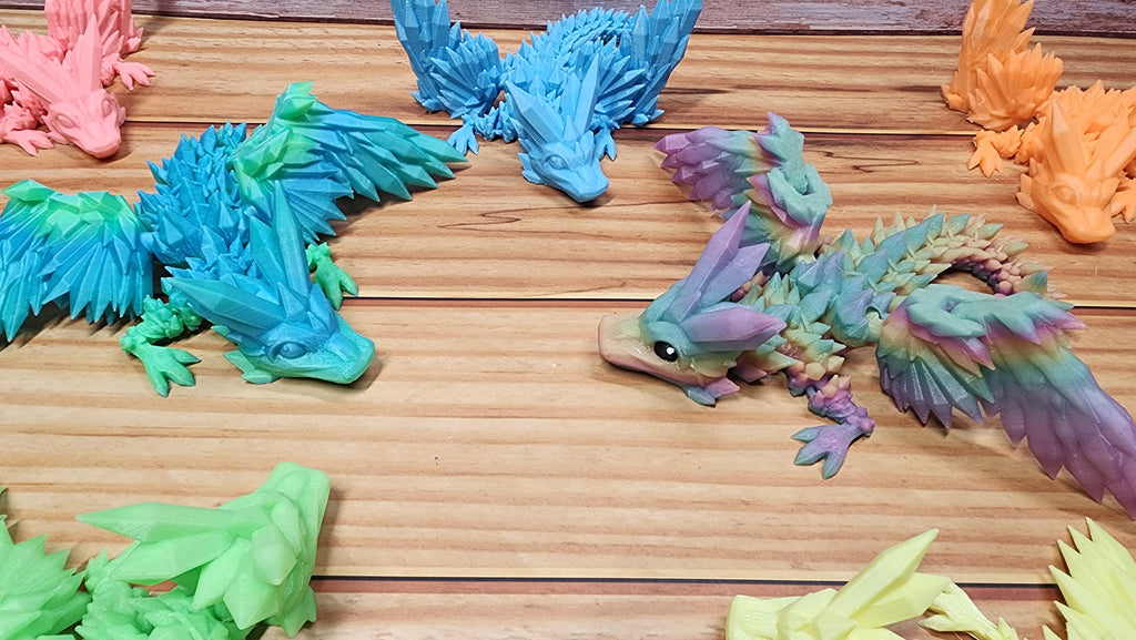 GlowMagic Crystal Wing Baby Dragon - 3D Printed Fidget