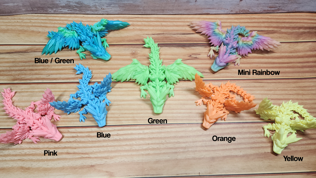 GlowMagic Crystal Wing Baby Dragon - 3D Printed Fidget