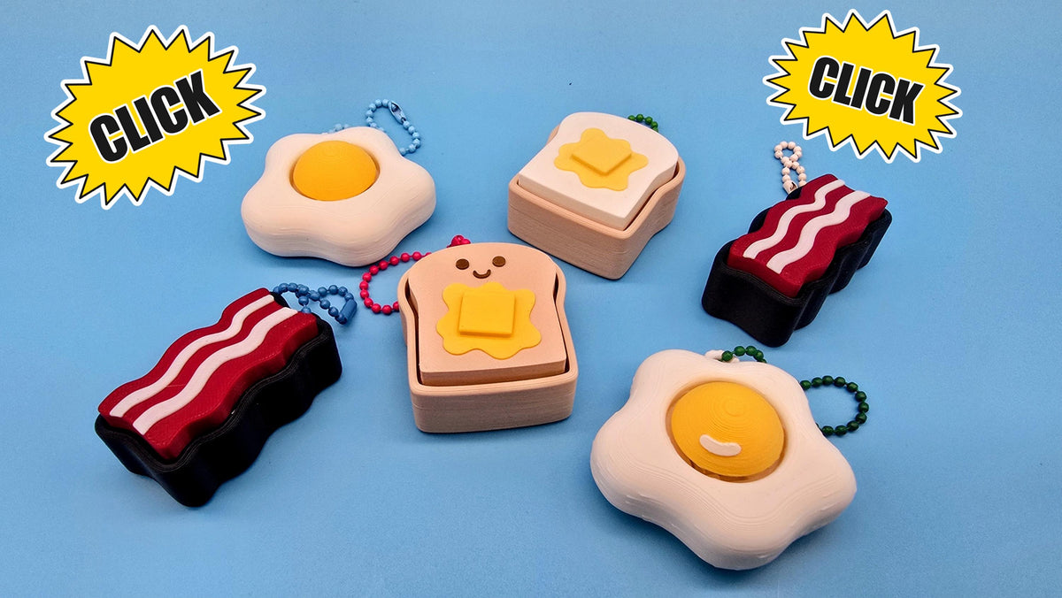 Morning Munchies Clicker Keychain | Satisfying Click | Sensory Fidget Toy | Bacon Egg Toast