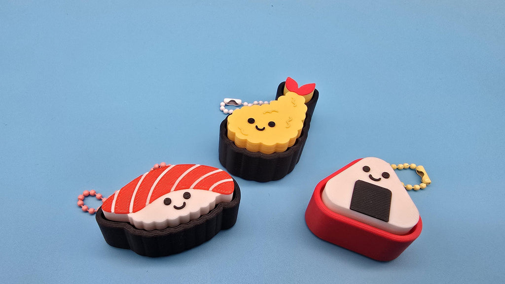 Sushi Friends Clicker Keychain | Satisfying Click | Sensory Fidget Toy | Onigiri Tempura Sushi Roll