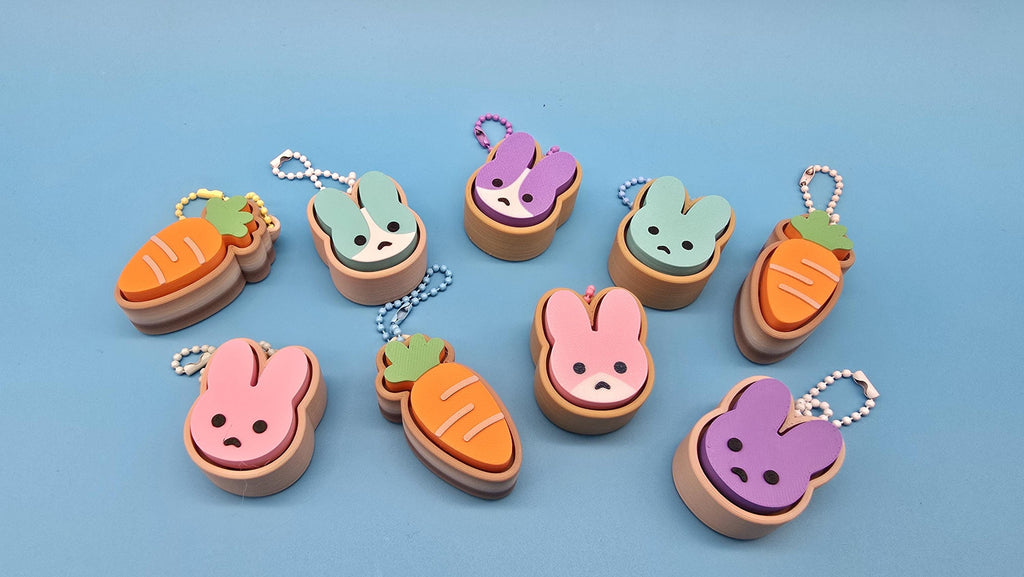 Bunny & Carrot Clicker Keychain | Satisfying Click | Sensory Fidget Toy | Rabbit Fidget