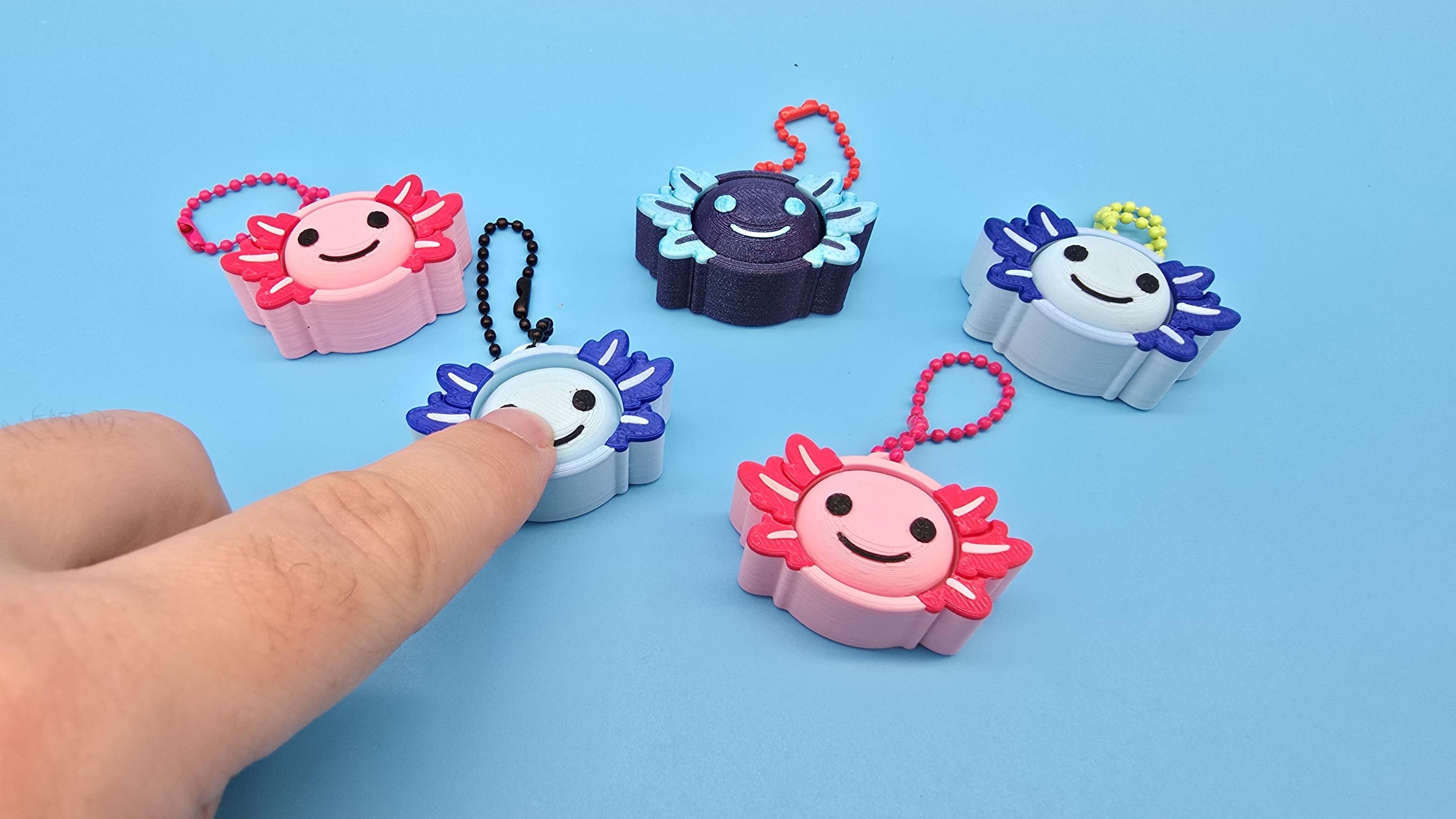 Axolotl Clicker Keychain | Satisfying Click | Sensory Fidget Toy | Pink Blue