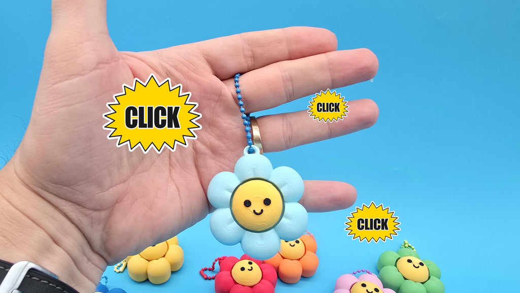 Daisy Clicker Keychain | Satisfying Click | Sensory Fidget in Rainbow colors