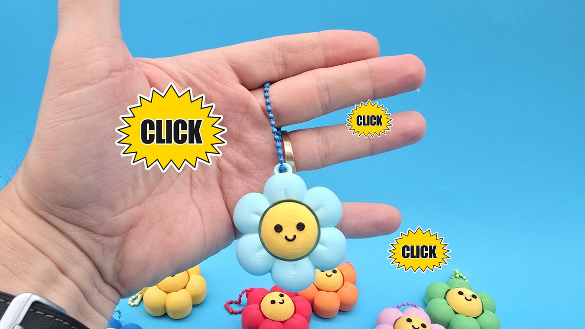 Daisy Clicker Keychain | Satisfying Click | Sensory Fidget in Rainbow colors