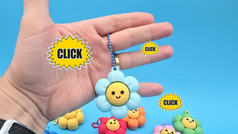 Daisy Clicker Keychain | Satisfying Click | Sensory Fidget in Rainbow colors