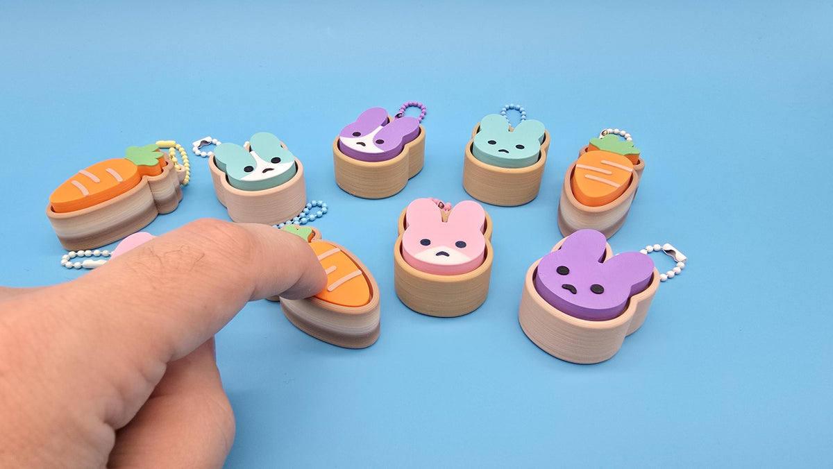 Bunny & Carrot Clicker Keychain | Satisfying Click | Sensory Fidget Toy | Rabbit Fidget