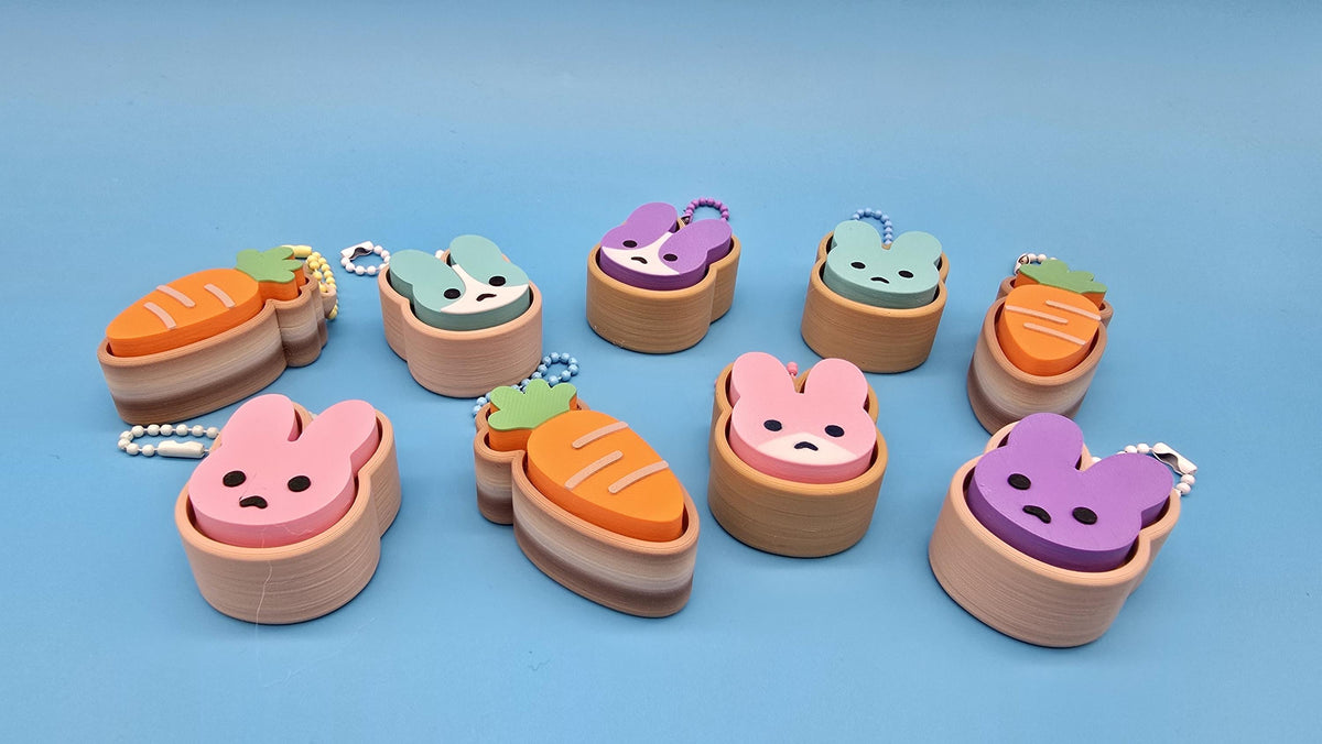 Bunny & Carrot Clicker Keychain | Satisfying Click | Sensory Fidget Toy | Rabbit Fidget