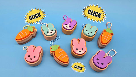 Bunny & Carrot Clicker Keychain | Satisfying Click | Sensory Fidget Toy | Rabbit Fidget